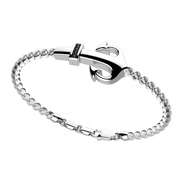 silver  bracelet and black spinels.