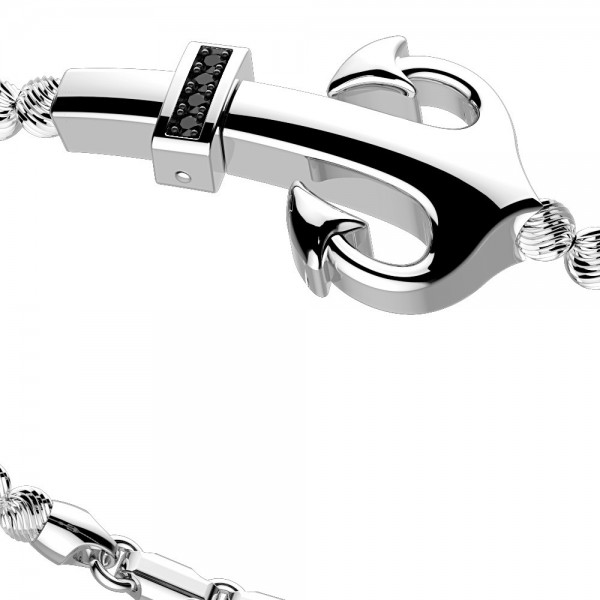 silver  bracelet and black spinels.