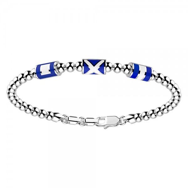 Bracciale in argento con sfere e 3 bandiere marine.