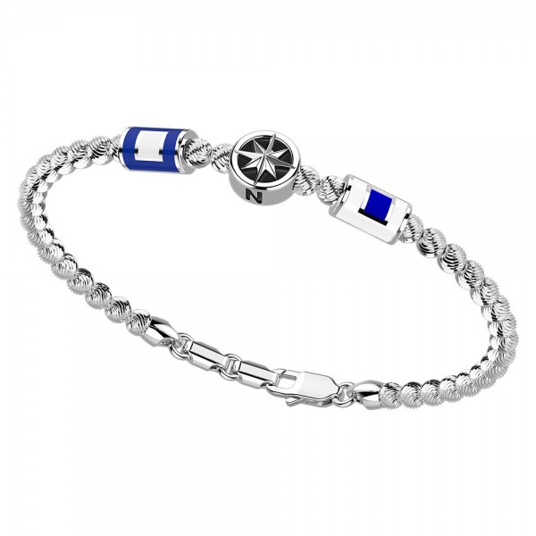 Bracciale in argento con sfere striate bandiere e stella.