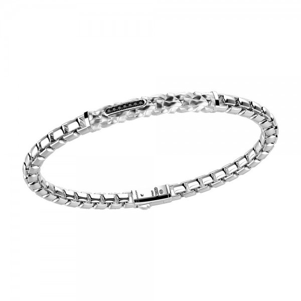 silver bracelet, black spinels 