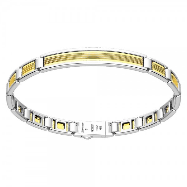 Bracciale in oro ed argento con placca.