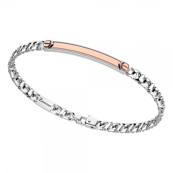 Silver bracelet with rose gold insert.