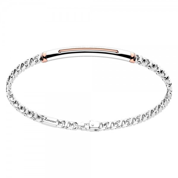 Silver bracelet with rose gold insert.