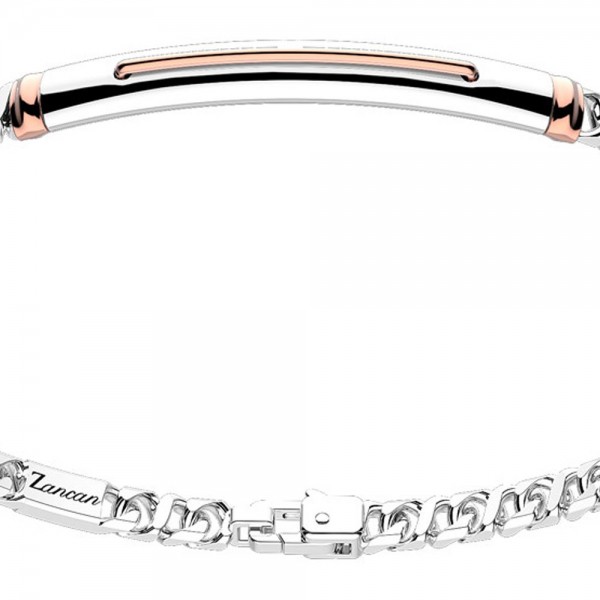 Bracciale in argento con inserto in oro rosa.