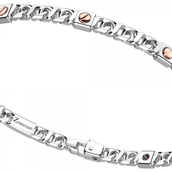 Silver bracelet with rose gold insert.