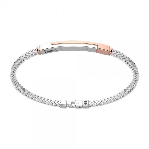 Bracciale in argento con inserto in oro rosa.