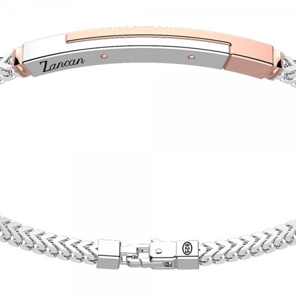 Bracciale in argento con inserto in oro rosa.