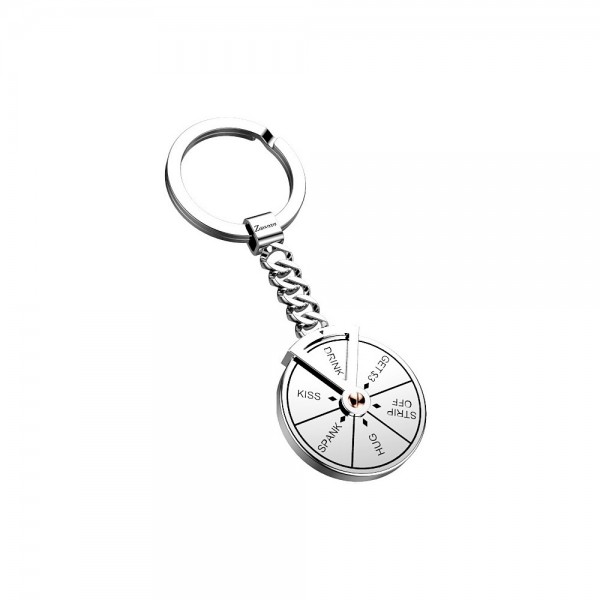 Game keychain in stainless steel.