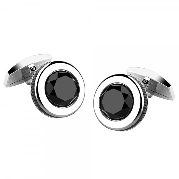 Silver round cufflinks.