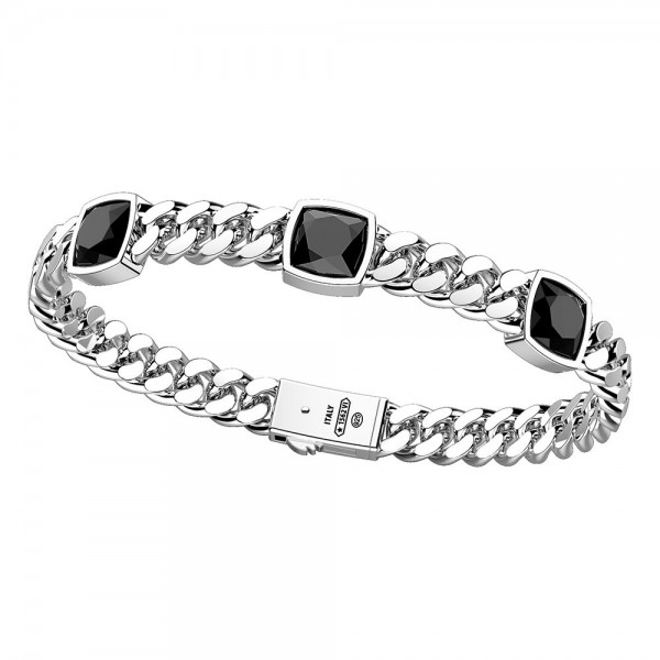 Bracciale in argento con tre pietre onice.