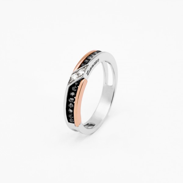 White and rose gold men's ring