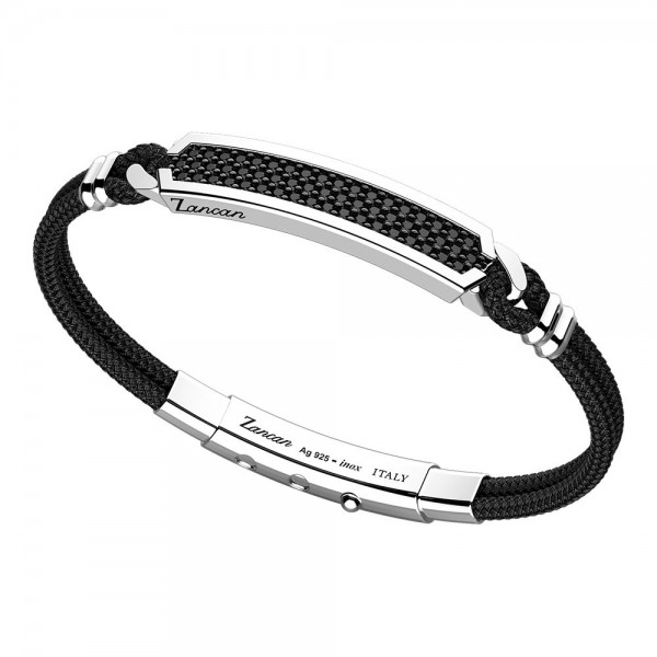 Bracciale in kevlar nero e piastra centrale con spinelli neri.