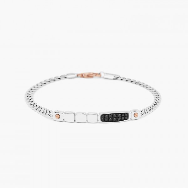 White gold men's bracelet, with geometric design.