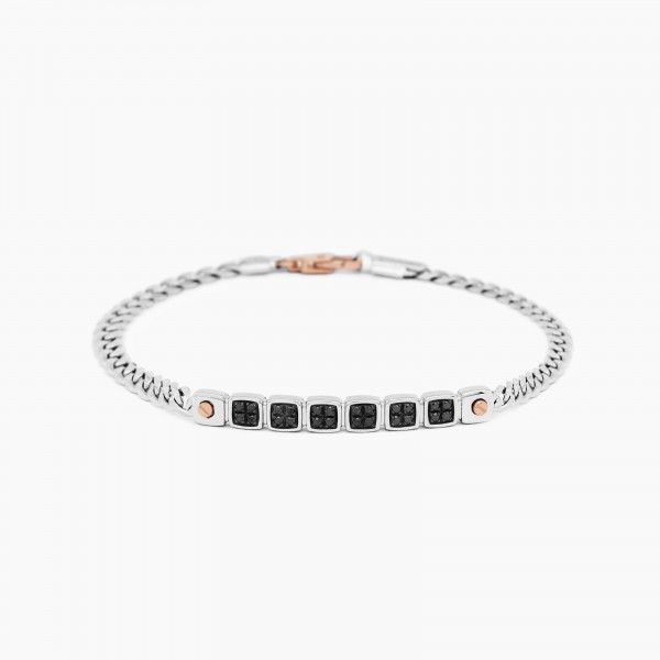 White gold men's bracelet, with geometric design.