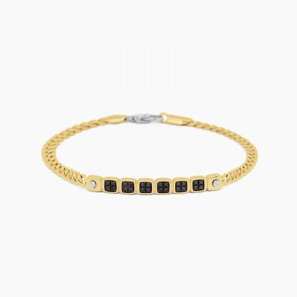 Yellow gold men's bracelet, with geometric design.