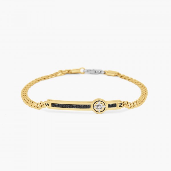 Bracciale da uomo in oro giallo con piastra centrale.