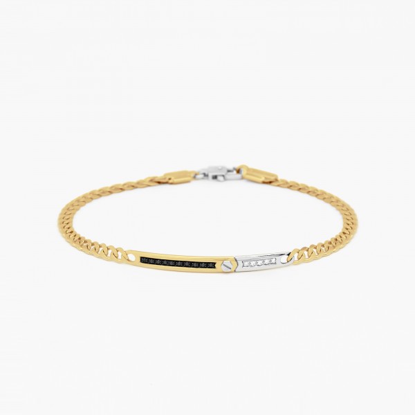 Bracciale da uomo in oro giallo con piastra centrale.