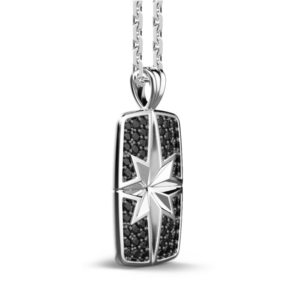 Collana Zancan in argento a targa con pietre nere.