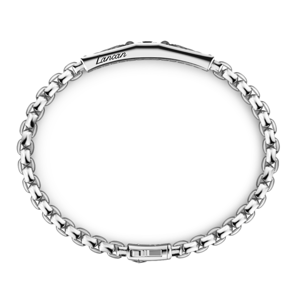 Bracciale Zancan in argento con targa e pietra nera.