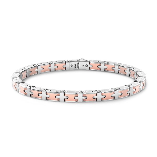 Bracciale da uomo Zancan in argento e oro rosa.