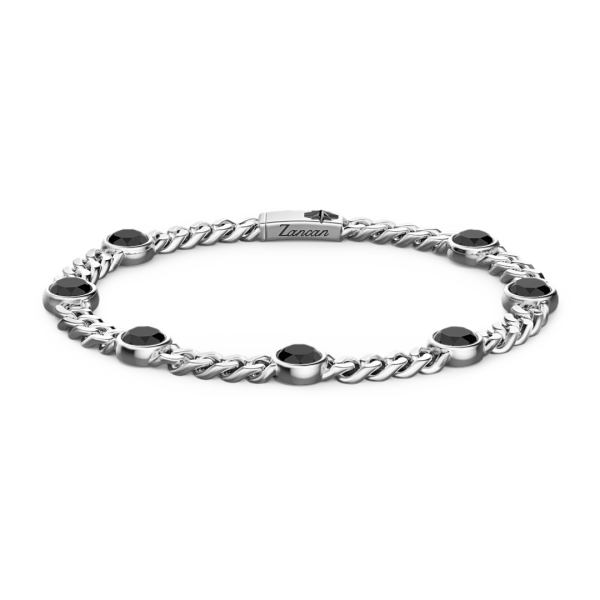 Bracciale a grumetta Zancan in argento con pietre nere.