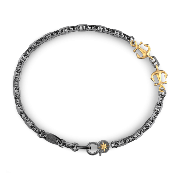 Bracciale Zancan in argento brunito con ancora.