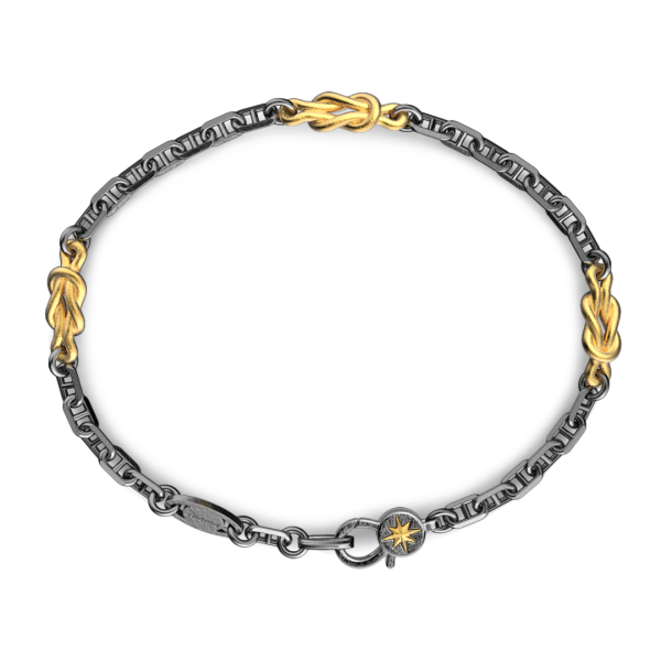 Bracciale Zancan in argento brunito con nodi marinari.