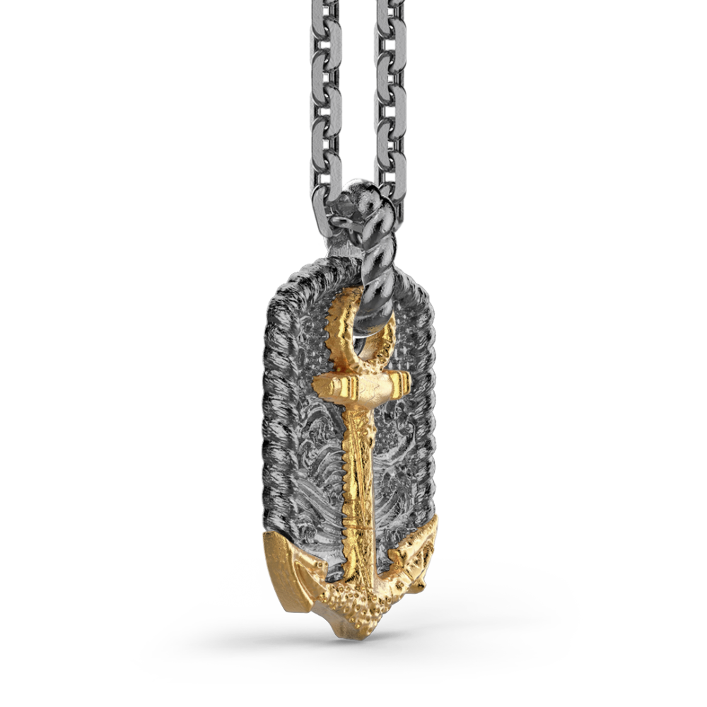 Collana Zancan in argento brunito con ancora.