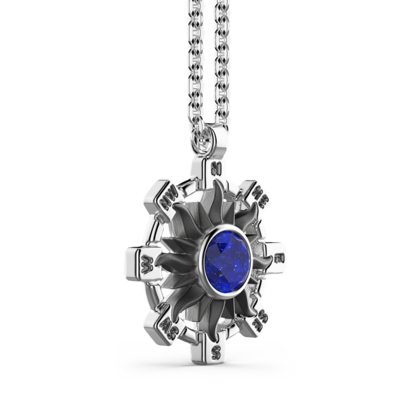 Collana Zancan in argento con pendente a sole e pietra blu.