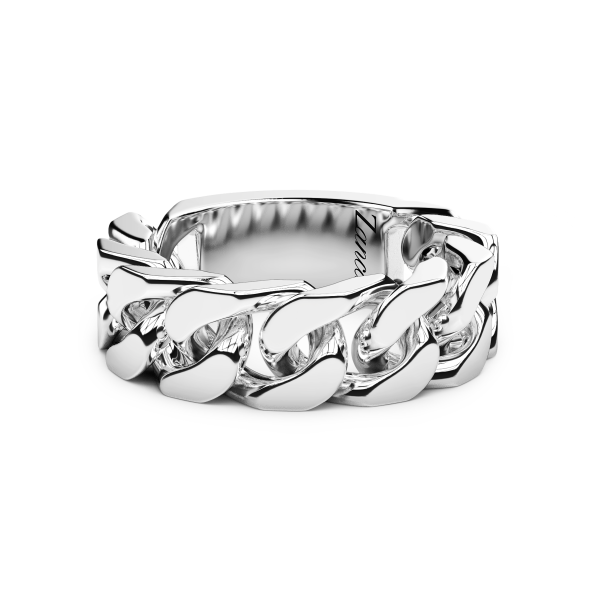 Zancan silver curb chain ring.