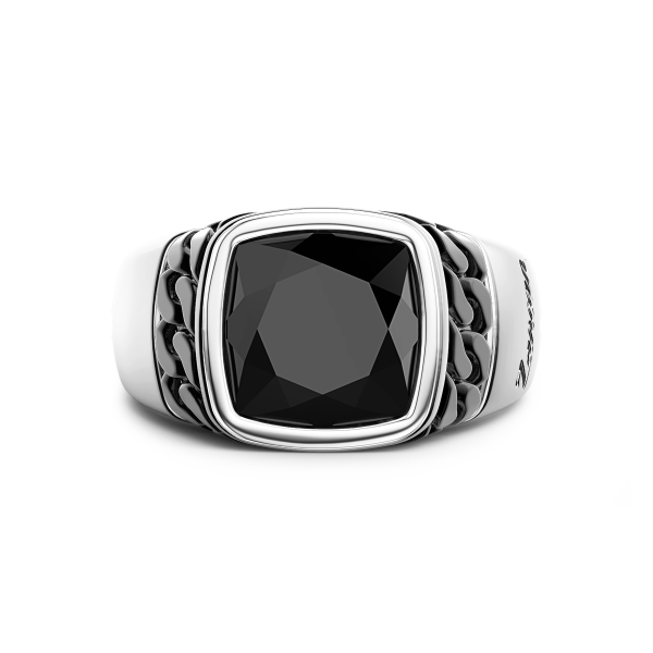 Bague en argent noir et...