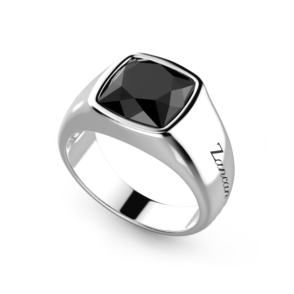 Zancan silver ring with onyx stone.