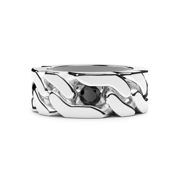 Zancan curb chain silver ring.