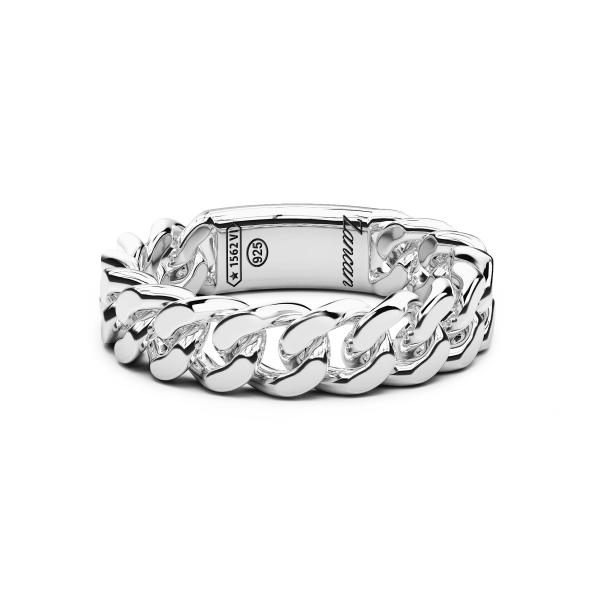 Zancan silver curb chain ring.