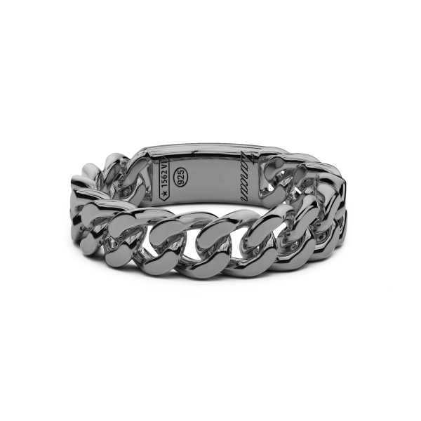 Zancan silver curb chain ring.