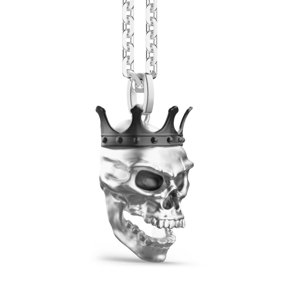 Collana Zancan in argento con pendente a teschio con corona.