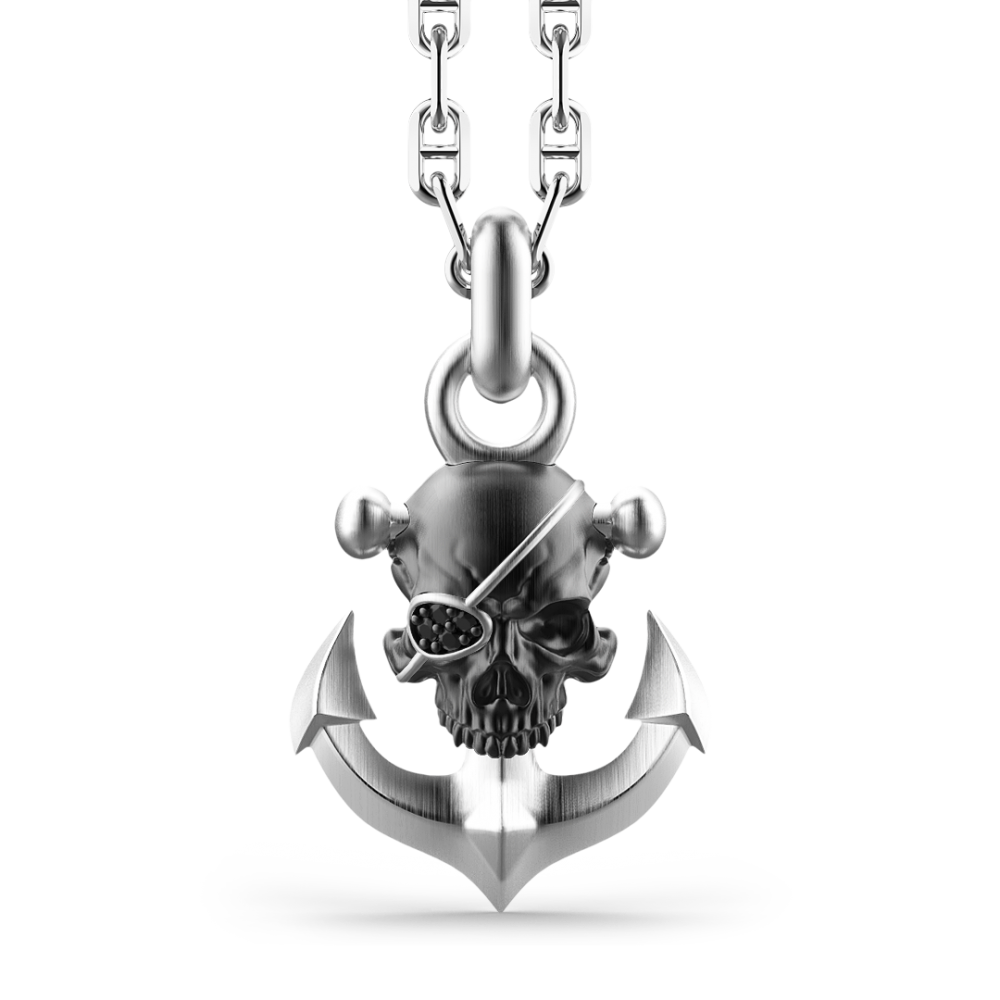 Collana Zancan in argento con pendente a teschio pirata.