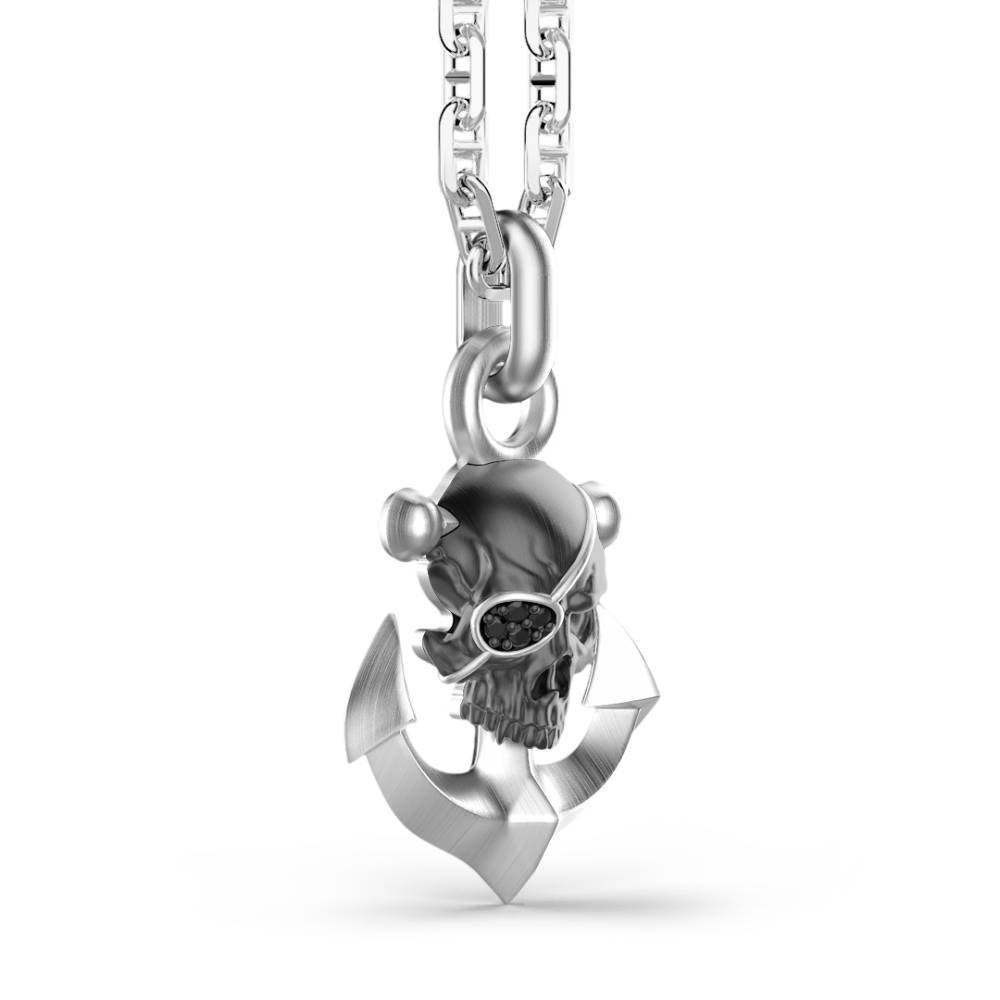 Collana Zancan in argento con pendente a teschio pirata.