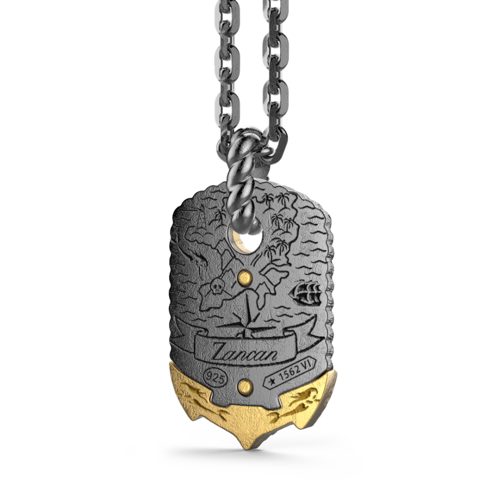 Zancan burnished silver necklace with anchor.