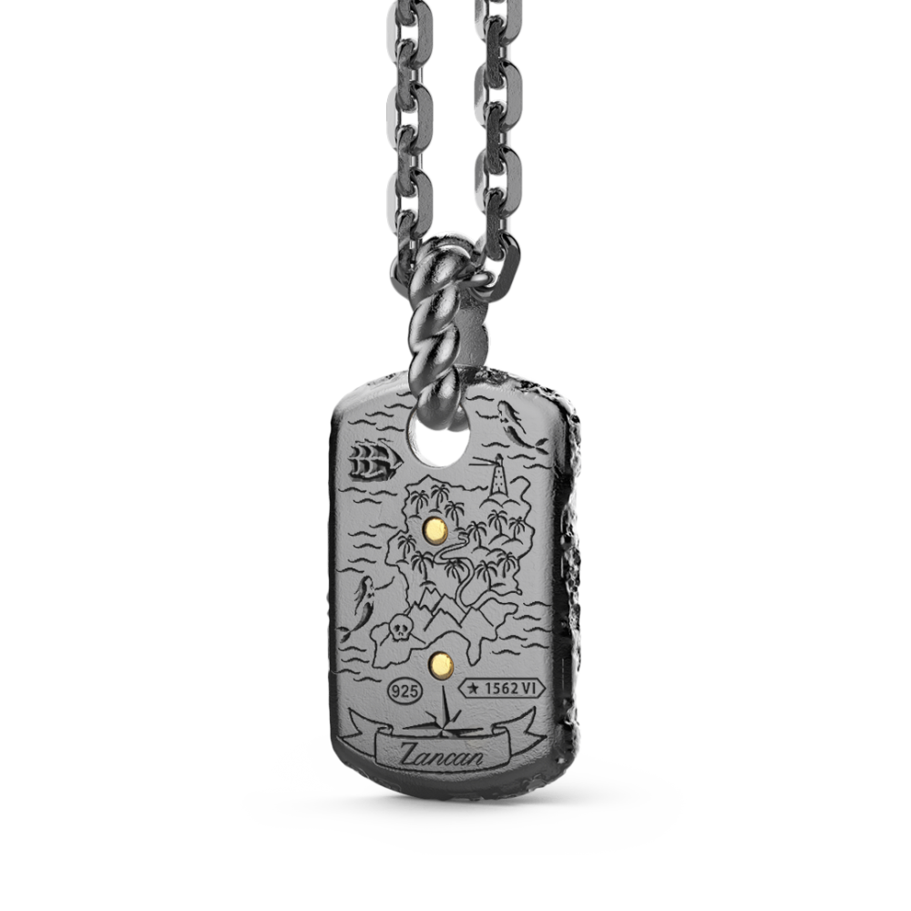 Zancan burnished silver necklace with diver.