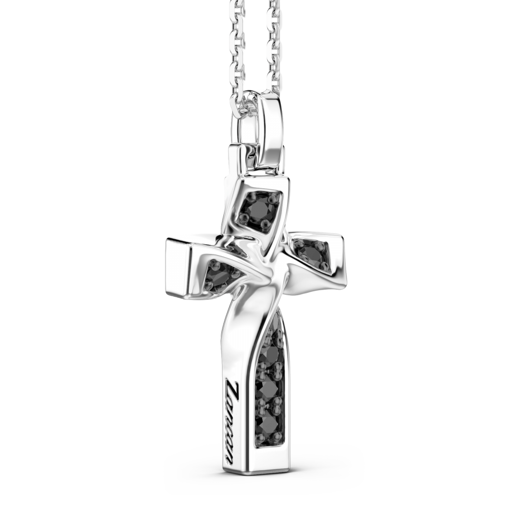 Collana Zancan in argento con pendente a croce e spinelli neri.