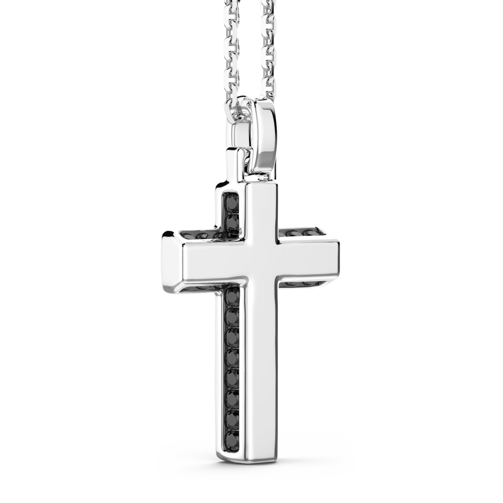 Collana Zancan in argento con pendente croce e pietre nere.